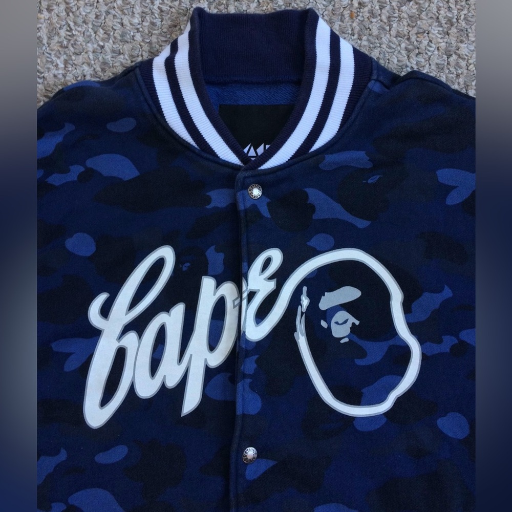 OG Bape Blue Camo Sweat Varsity Jacket